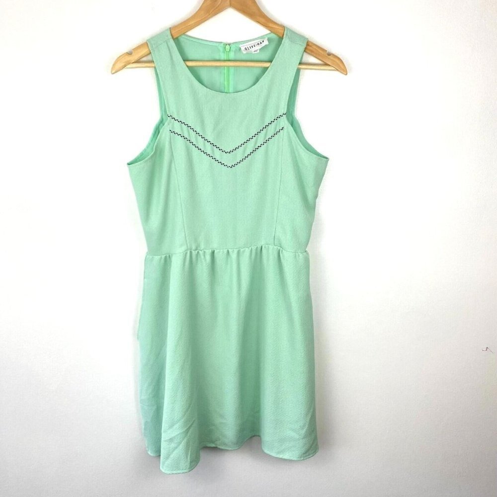 Olive‎ + Oak Sleeveless Mini Dress Women's Medium Mint Green Round Neck Spring